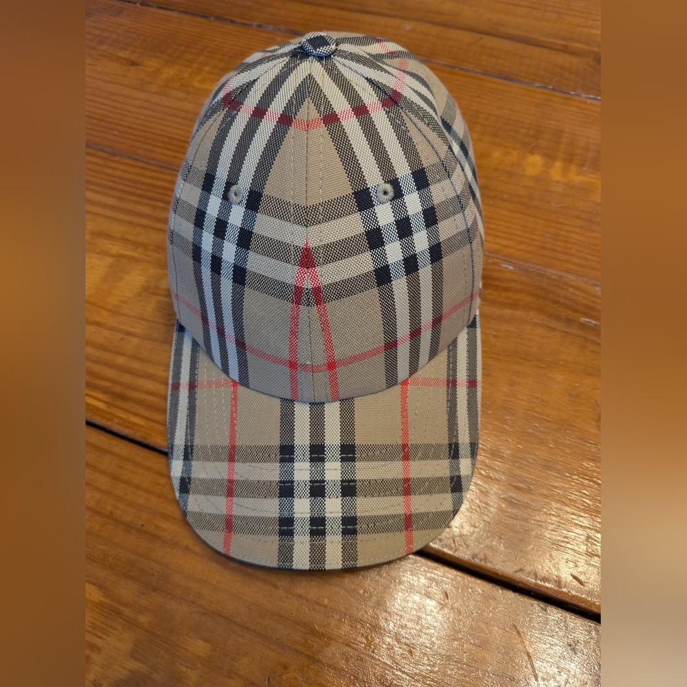 Burberry Plaid Cap - Beige and Red